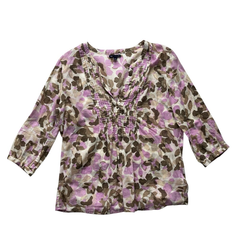Gap 100% Cotton V-Neck Floral Boho Blouse Size Large
